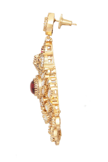Ruby Stone Studded Pendant Necklace Set 