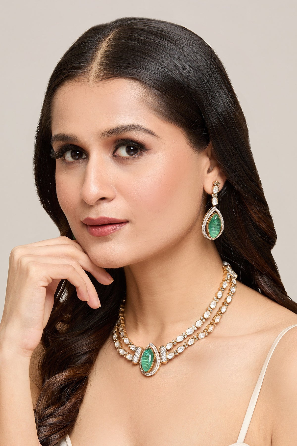 Doublet Stone Embellished Necklace Set 