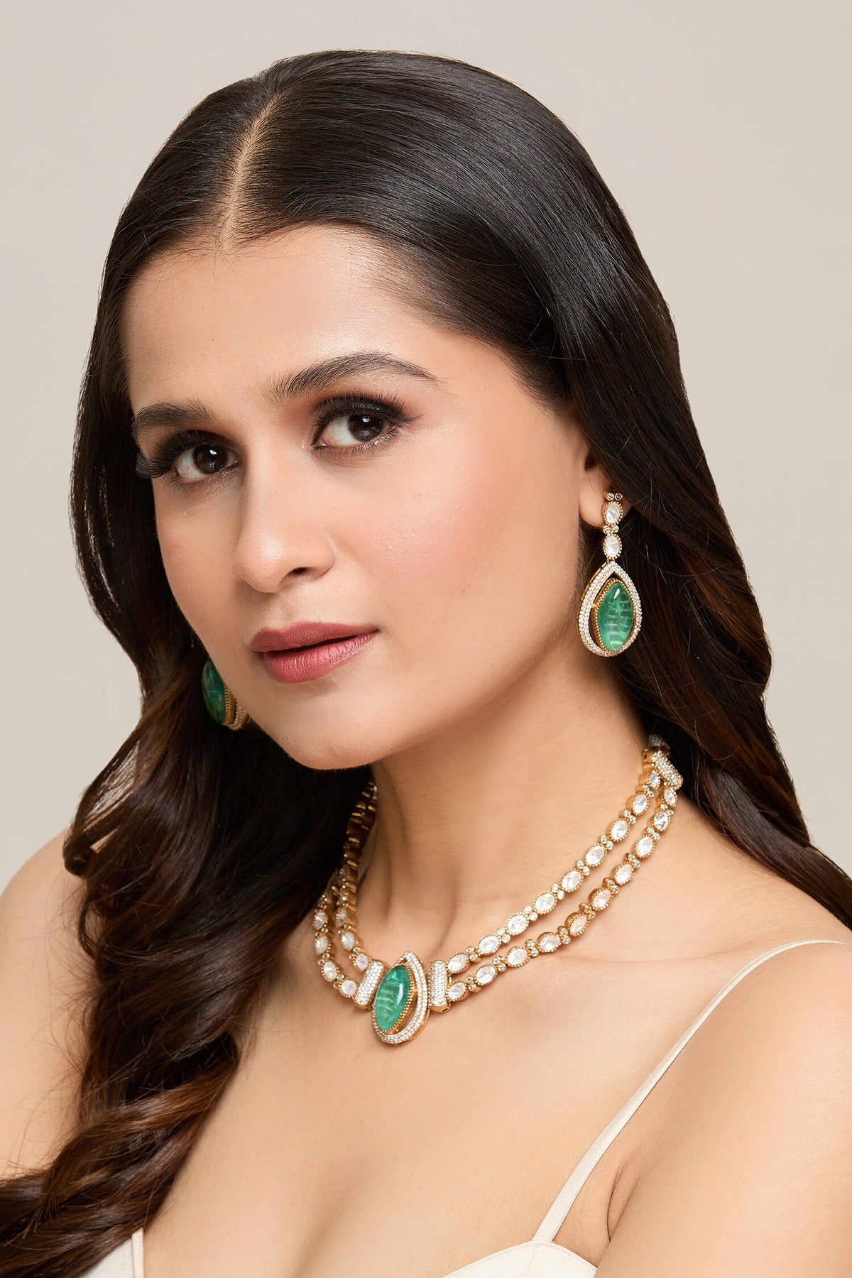 Doublet Stone Embellished Necklace Set 