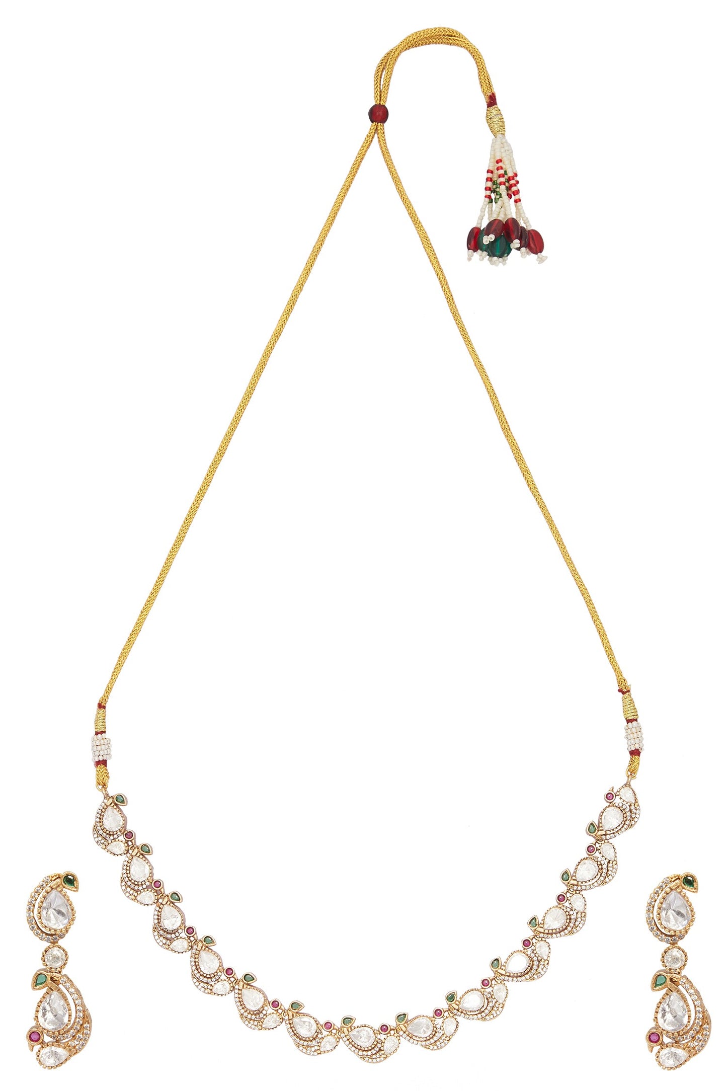 Stone Embellished Bird Necklace Set 