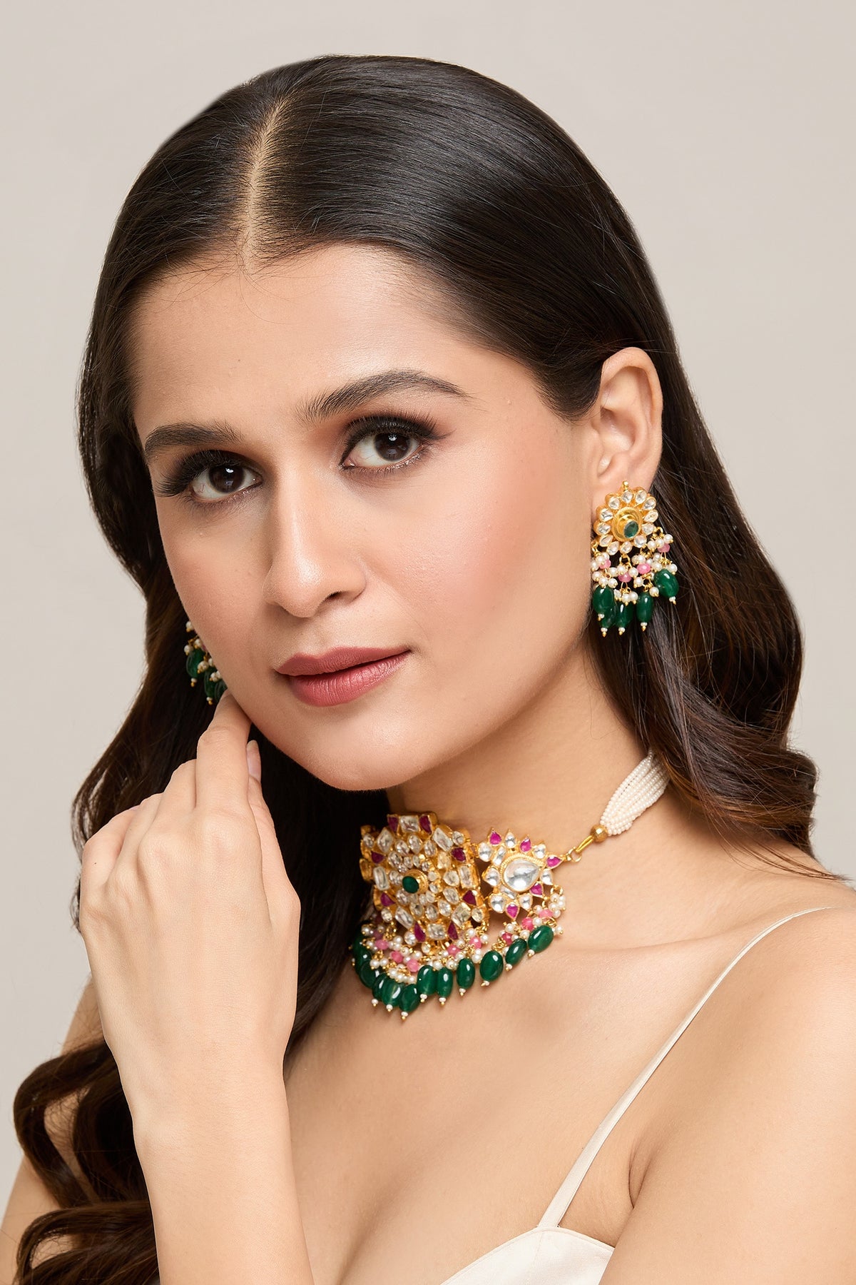 Stone Embellished Choker & Earrings Set 