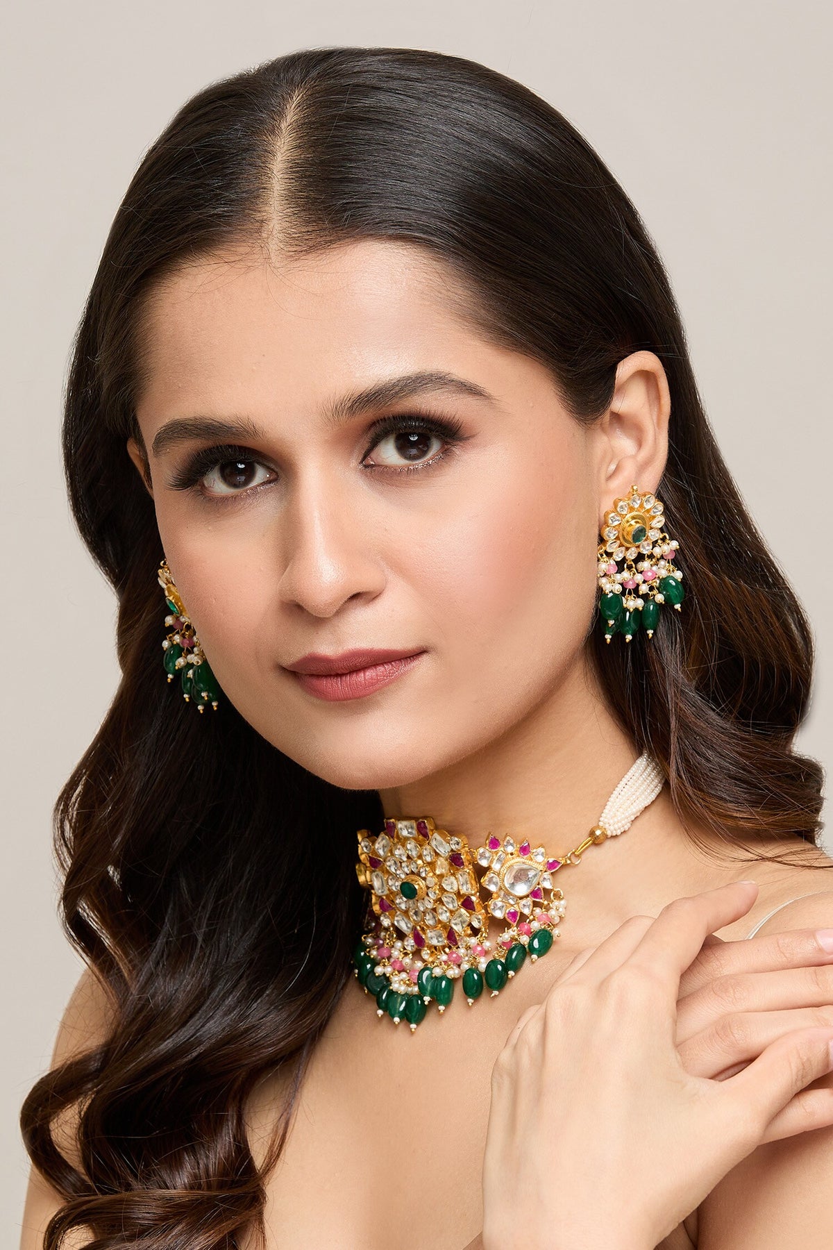 Stone Embellished Choker & Earrings Set 