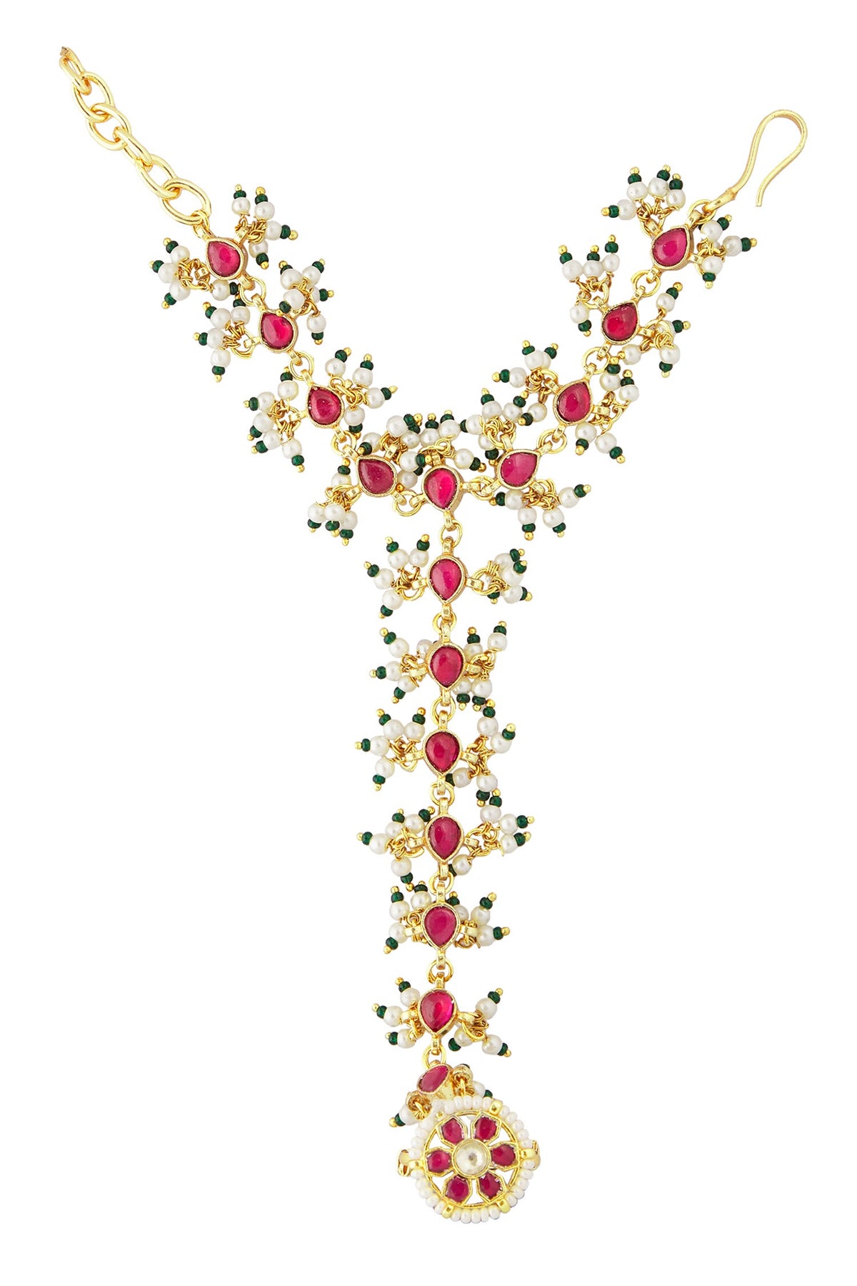 Ruby Stone Embellished 2 Pcs Haathphool 