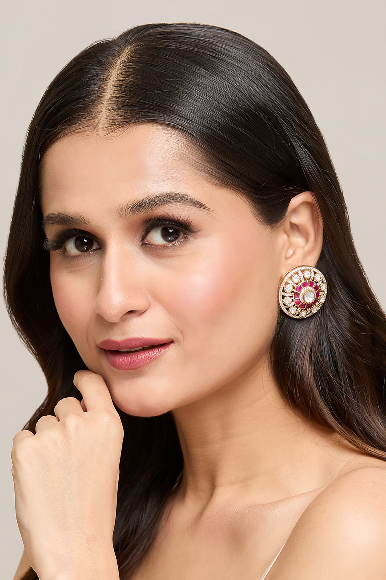 Ruby Stone Embellished Studs 
