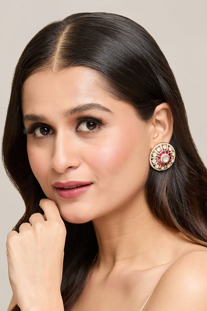 Ruby Stone Embellished Studs 