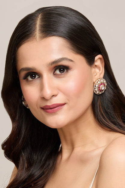 Ruby Stone Embellished Studs 