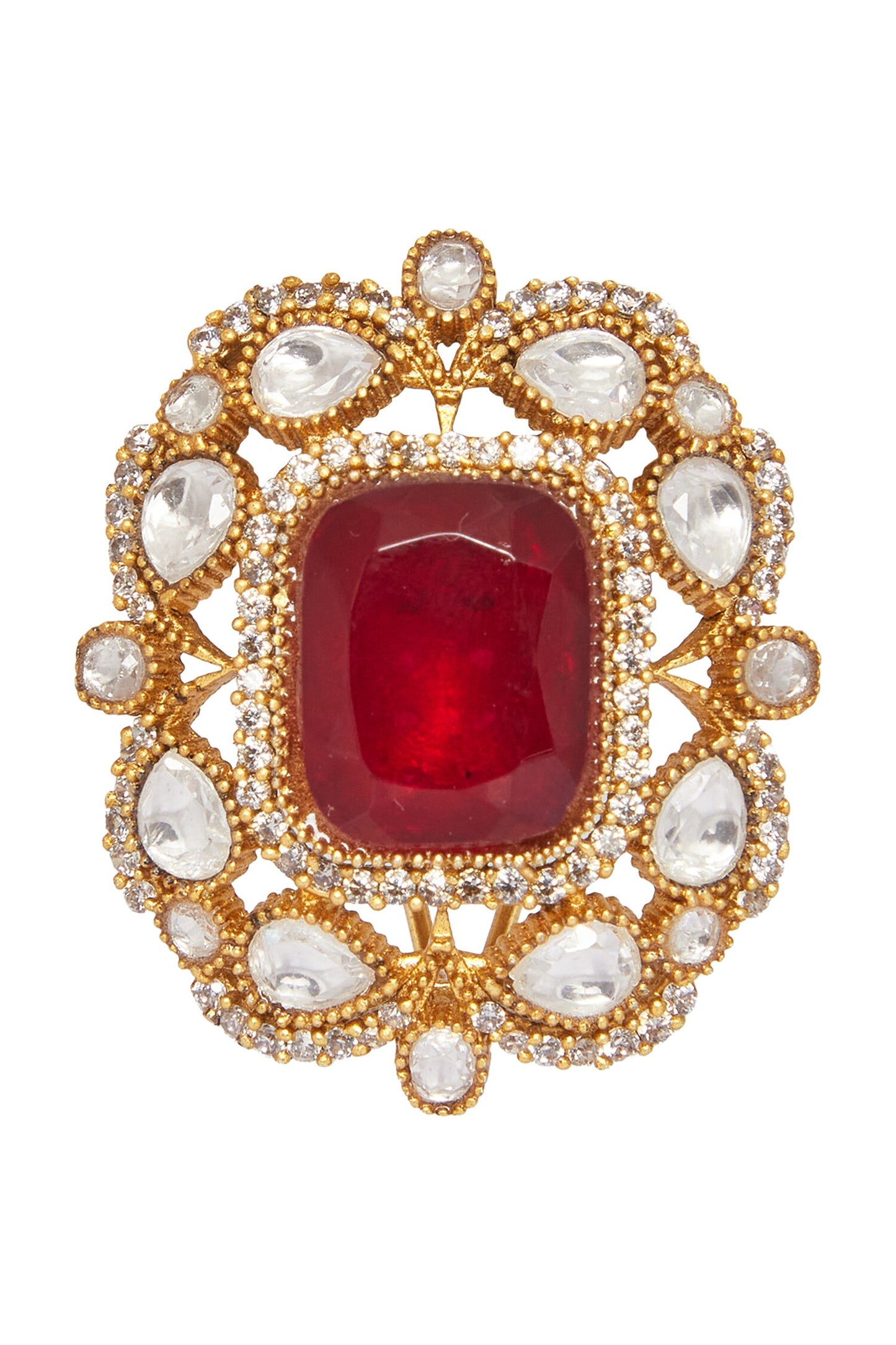 Ruby Stone Embellished Floral Studs 