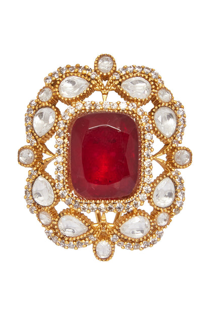 Ruby Stone Embellished Floral Studs 
