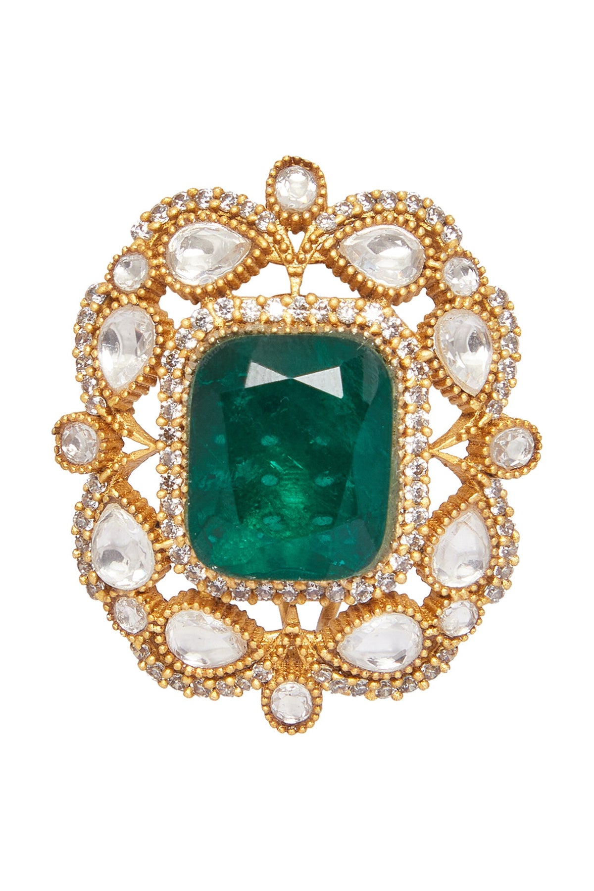 Polki Embellished Floral Cutwork Studs 