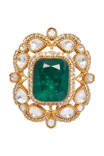 Polki Embellished Floral Cutwork Studs 