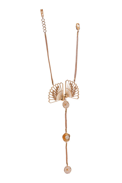 Geometric Carved Cutwork Pendant Necklace 