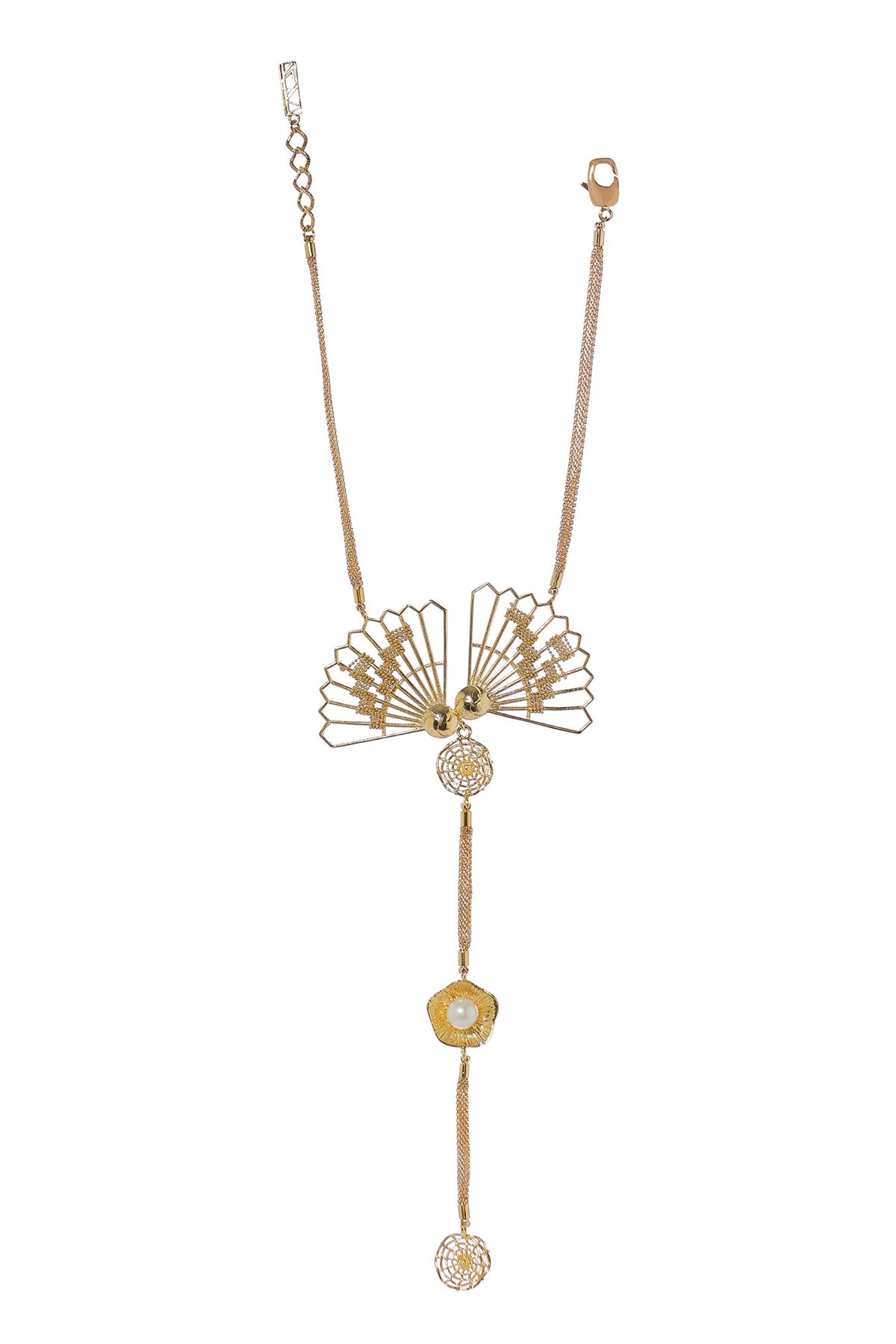 Geometric Carved Cutwork Pendant Necklace 
