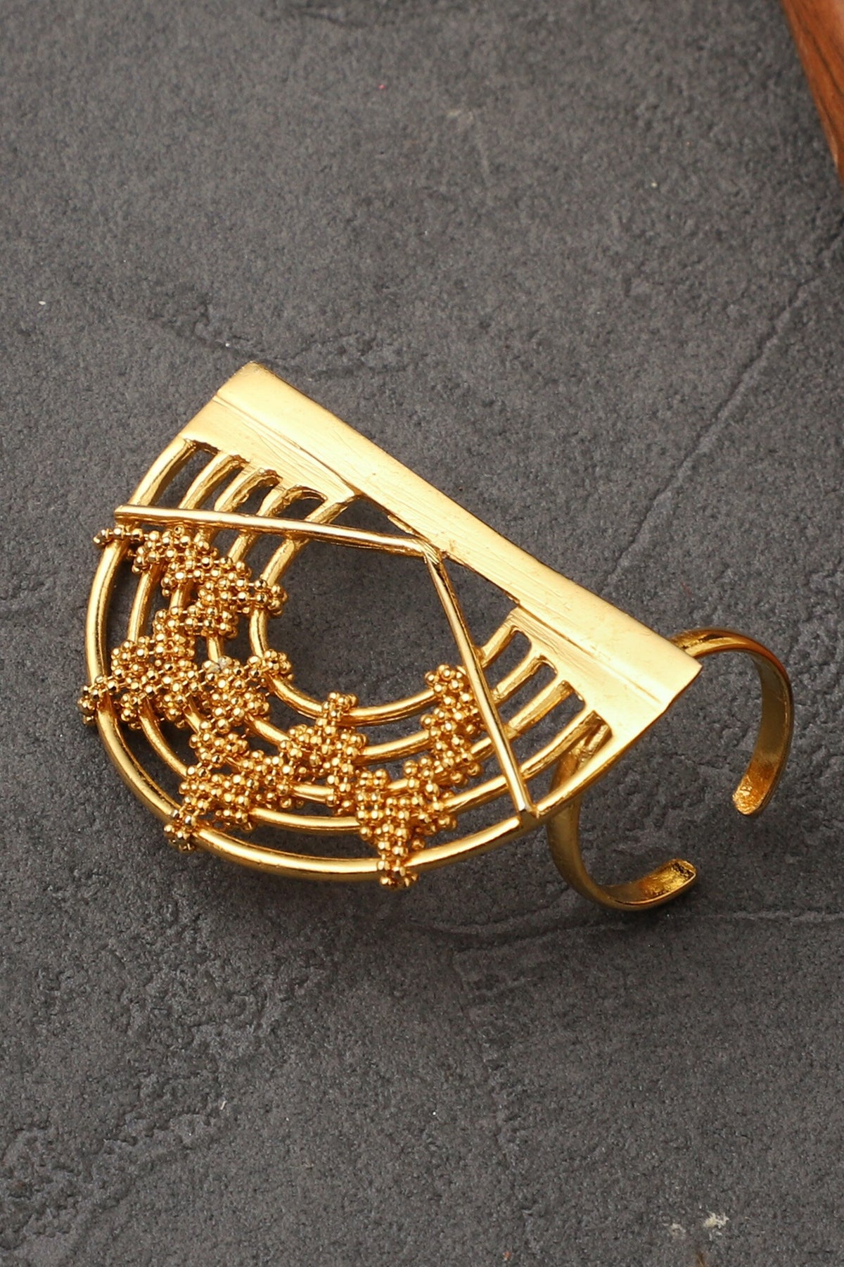 Half Crescent Carved Cutwork Ring 