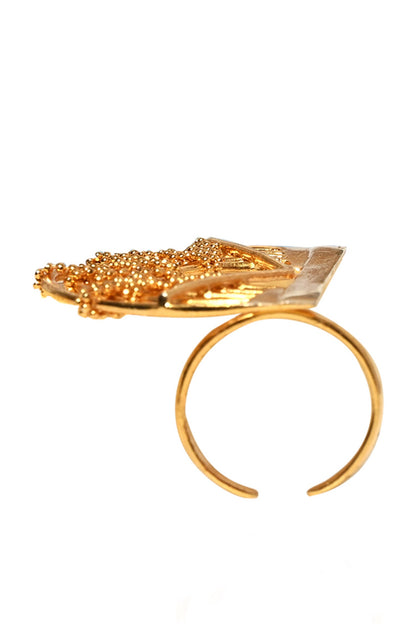 Half Crescent Carved Cutwork Ring 