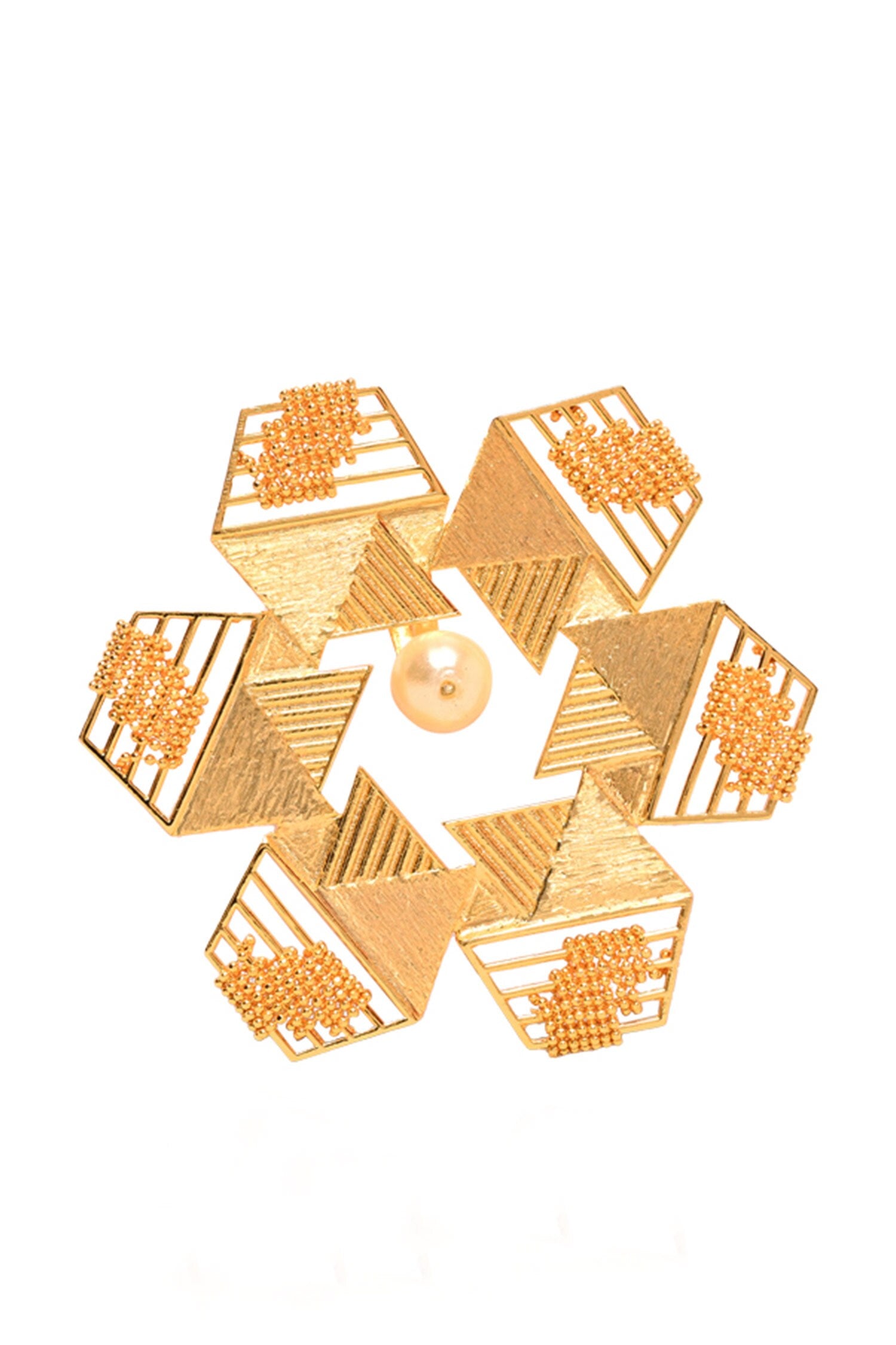 Hexagon Carved Cutwork Ring 