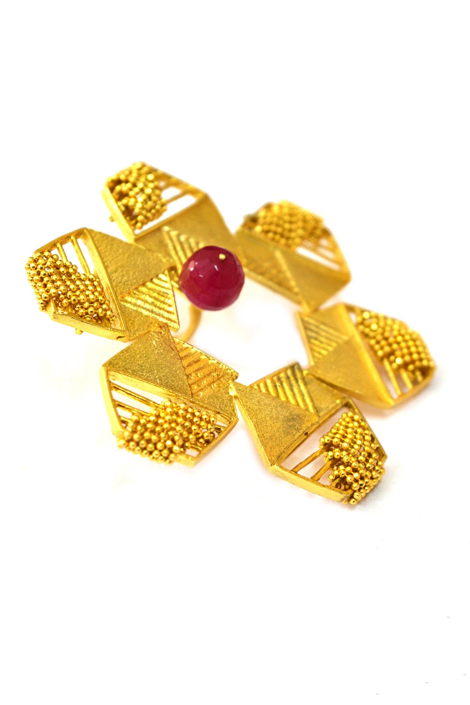 Hexagon Carved Cutwork Ring 