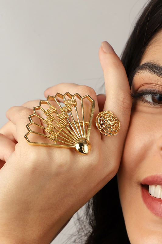 Cutwork Fan Double Motif Ring 