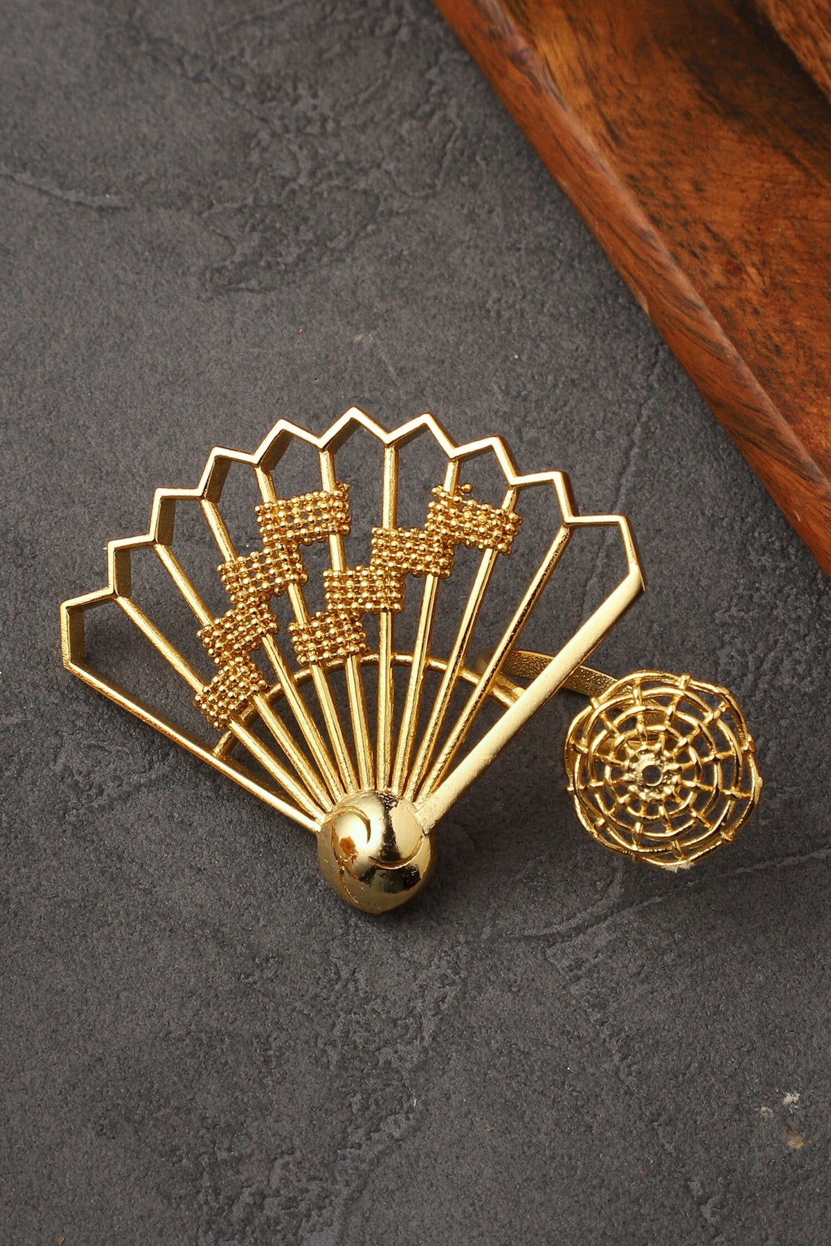 Cutwork Fan Double Motif Ring 