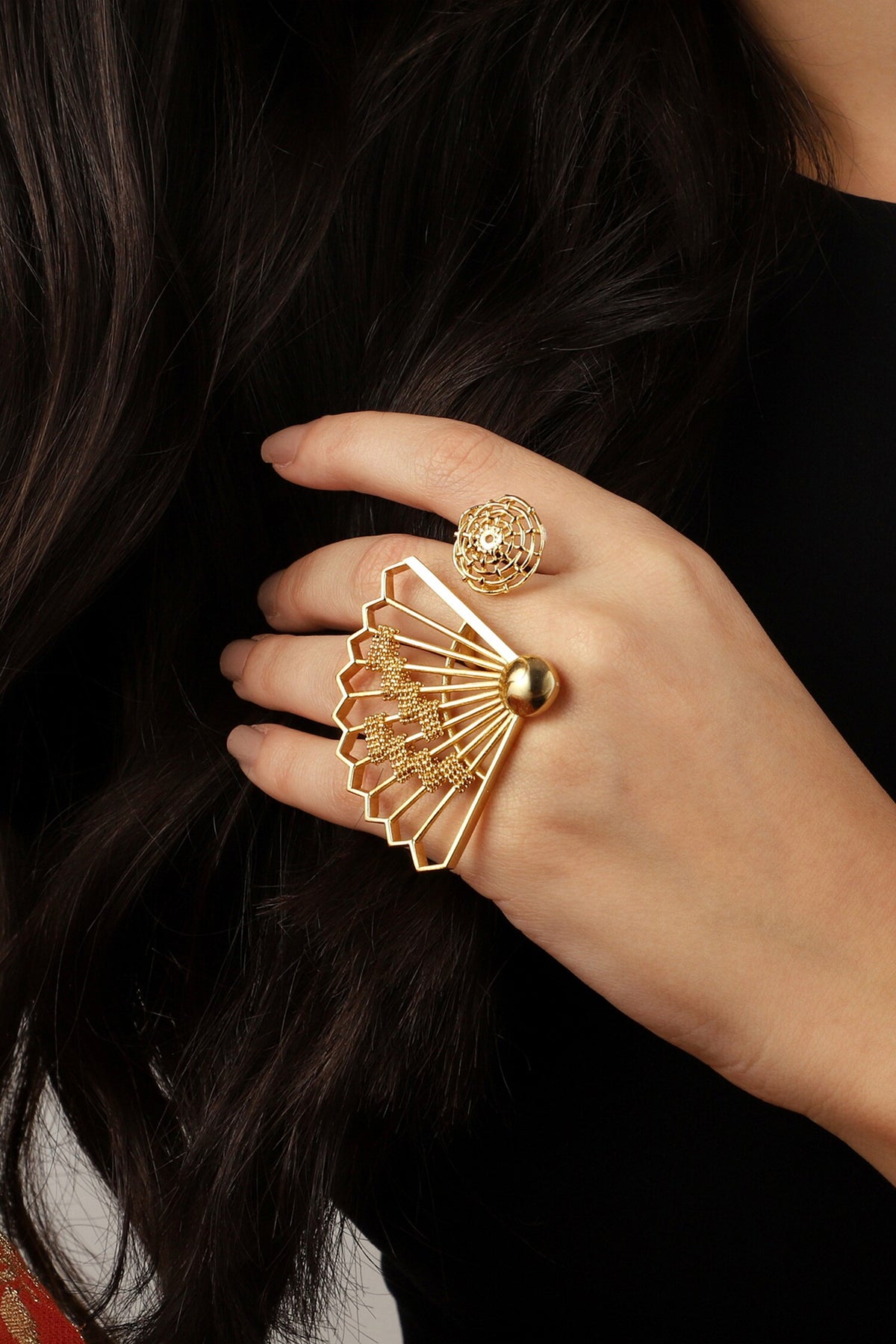 Cutwork Fan Double Motif Ring 