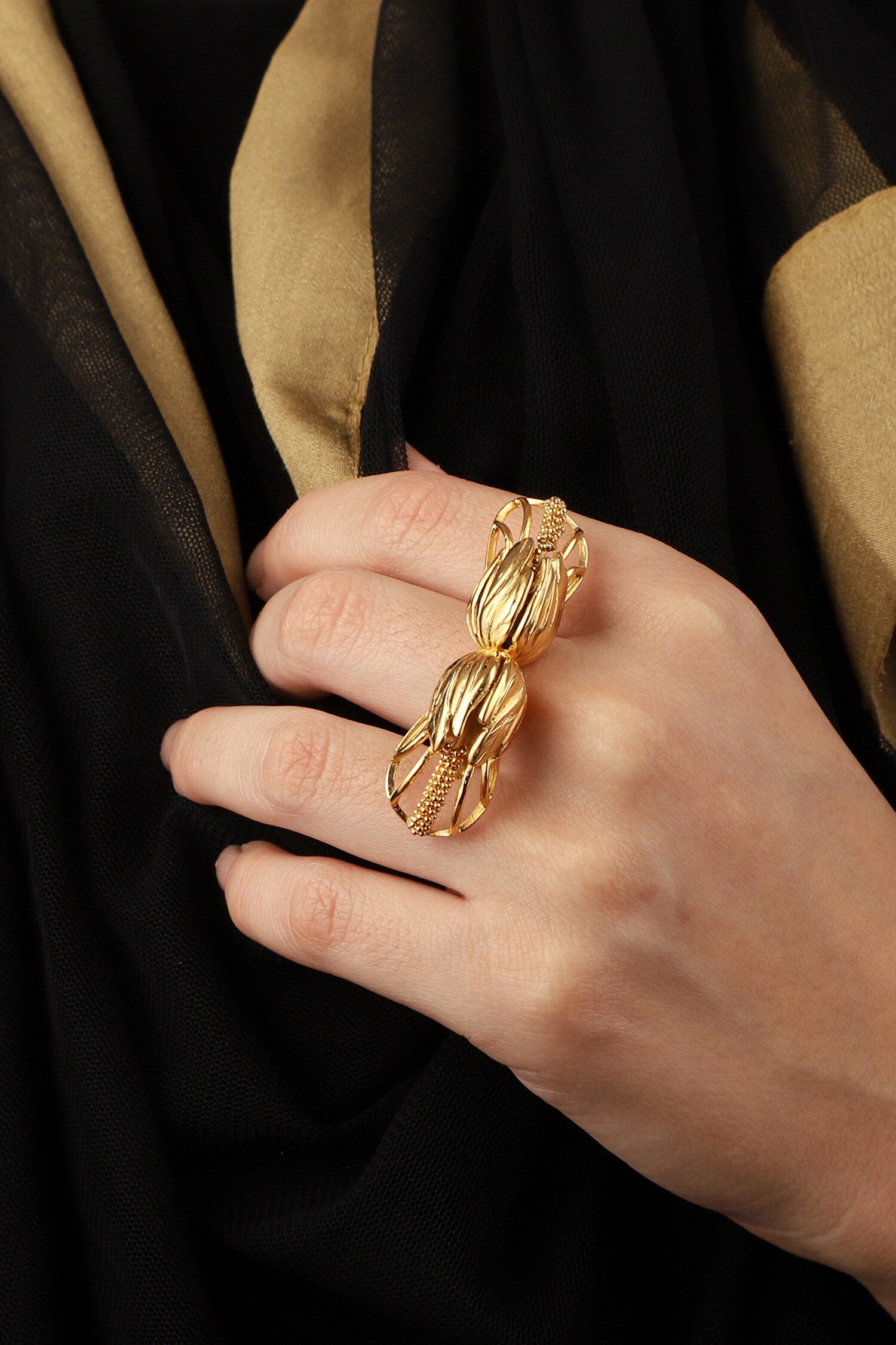 Flower Carved Cutwork Ring 