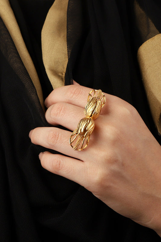 Flower Carved Cutwork Ring 
