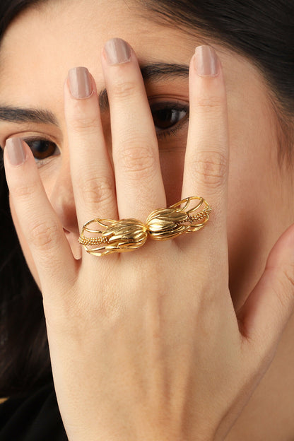 Flower Carved Cutwork Ring 