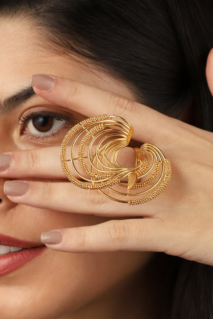 Geometric Cutwork Carved Ring 