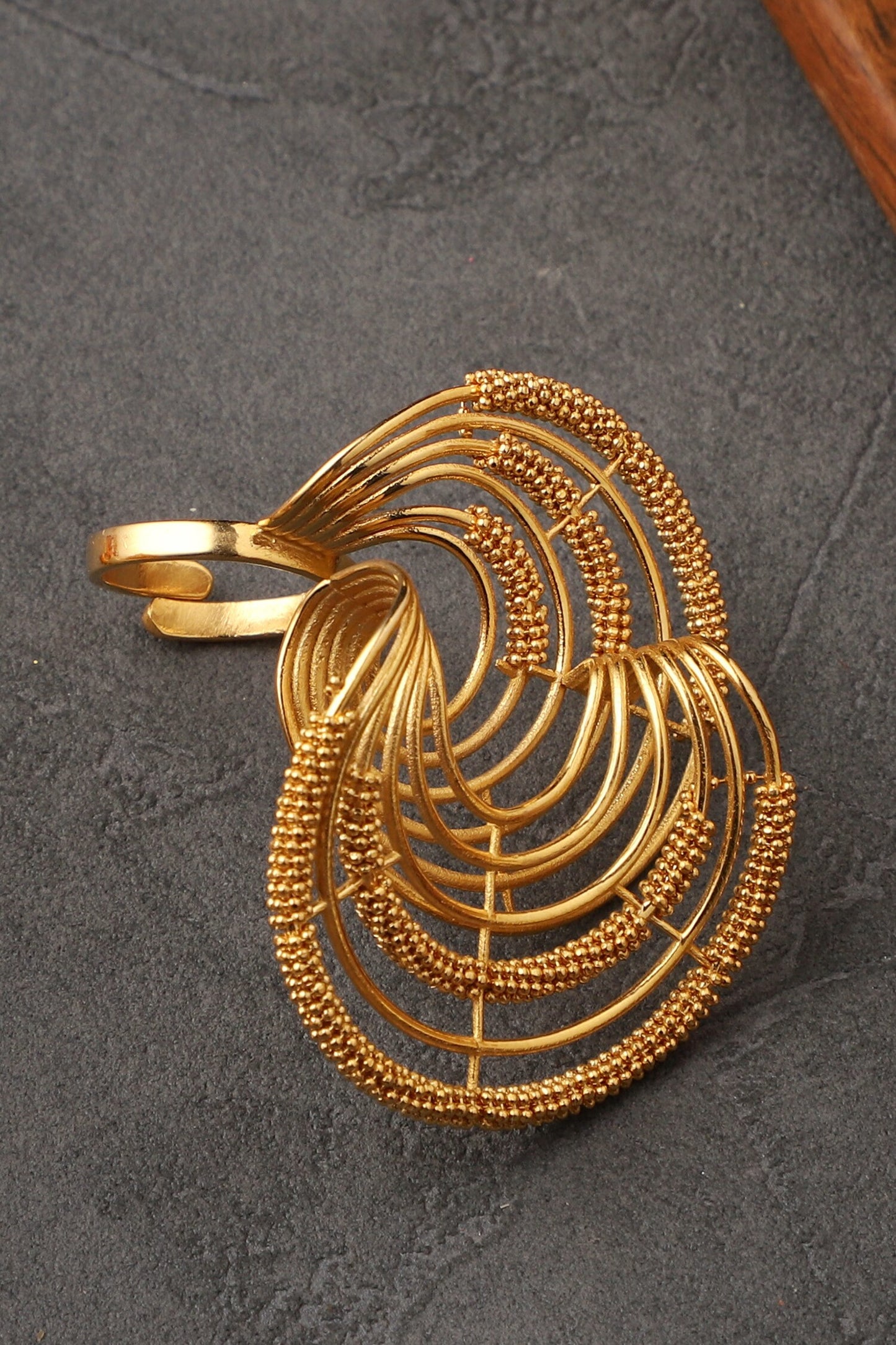 Geometric Cutwork Carved Ring 