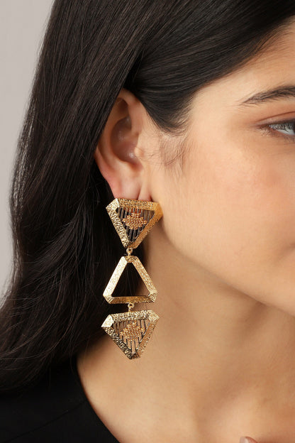 Triangle Carved Earrings 