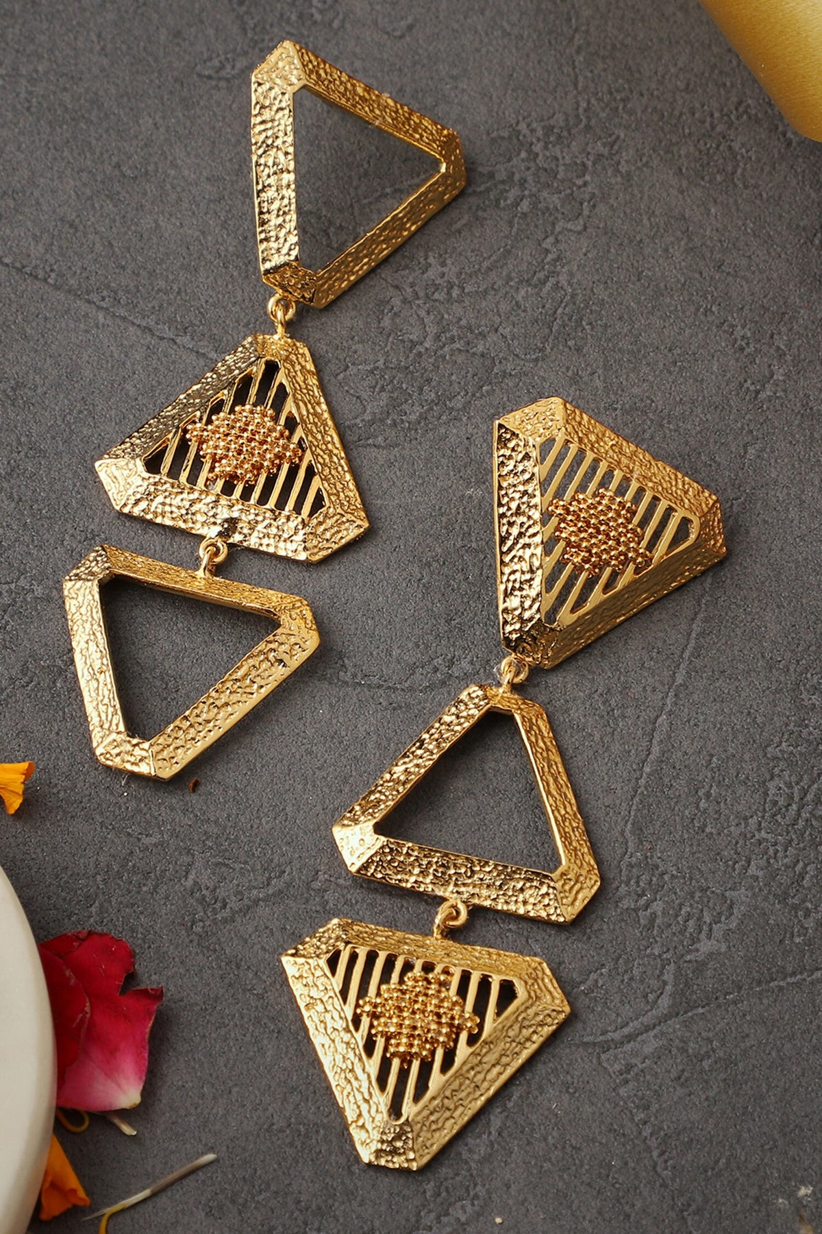 Triangle Carved Earrings 