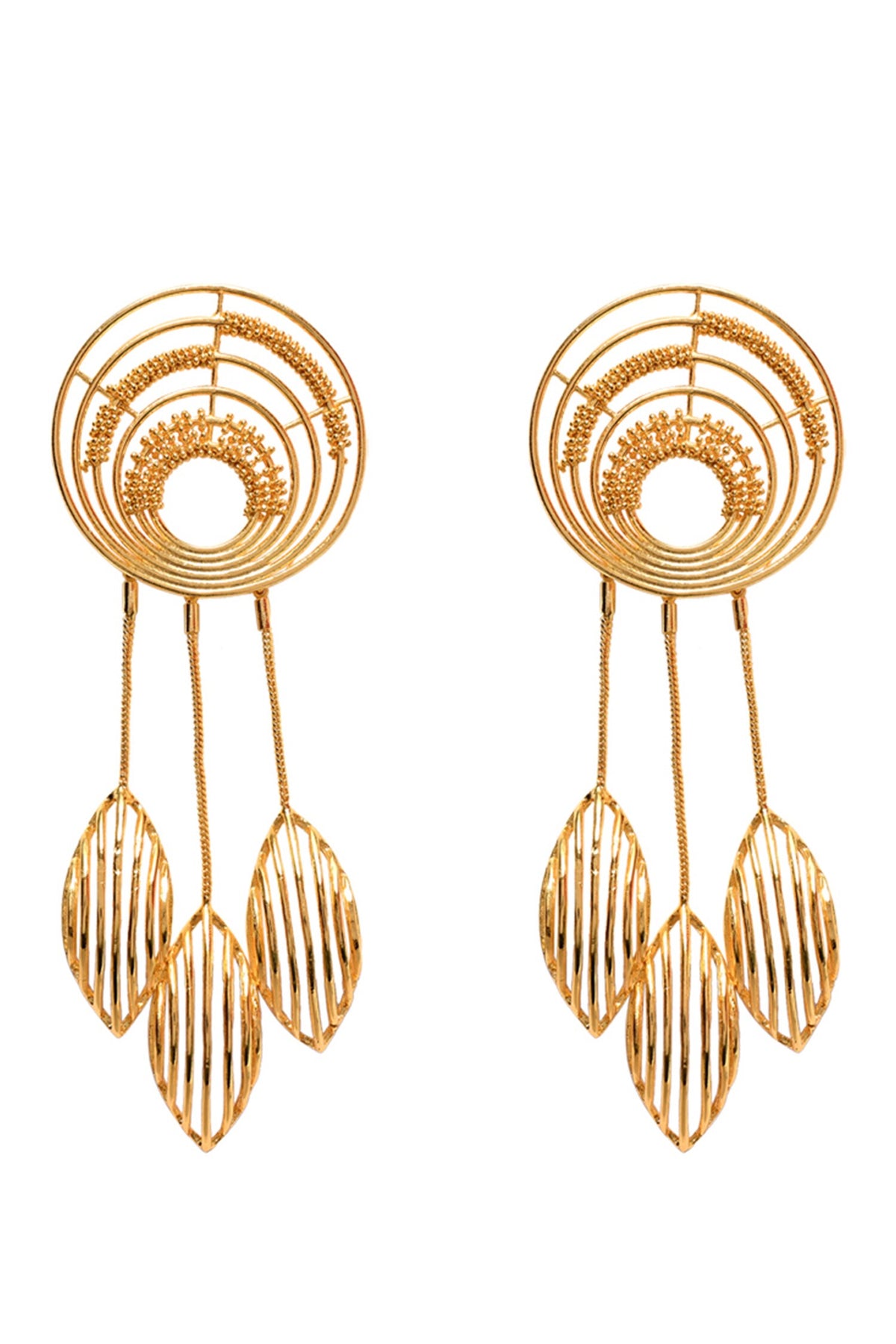 Geometric Carved Cutwork Danglers 