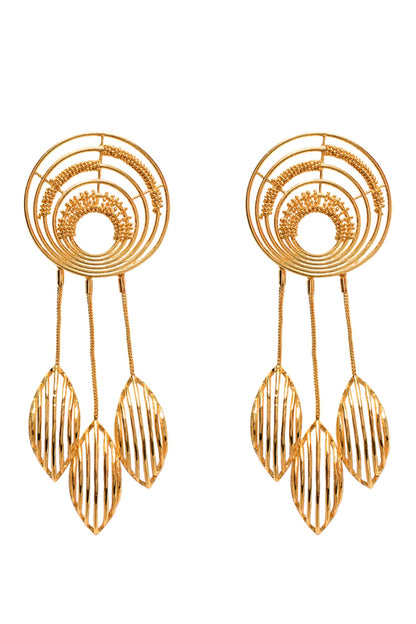 Geometric Carved Cutwork Danglers 