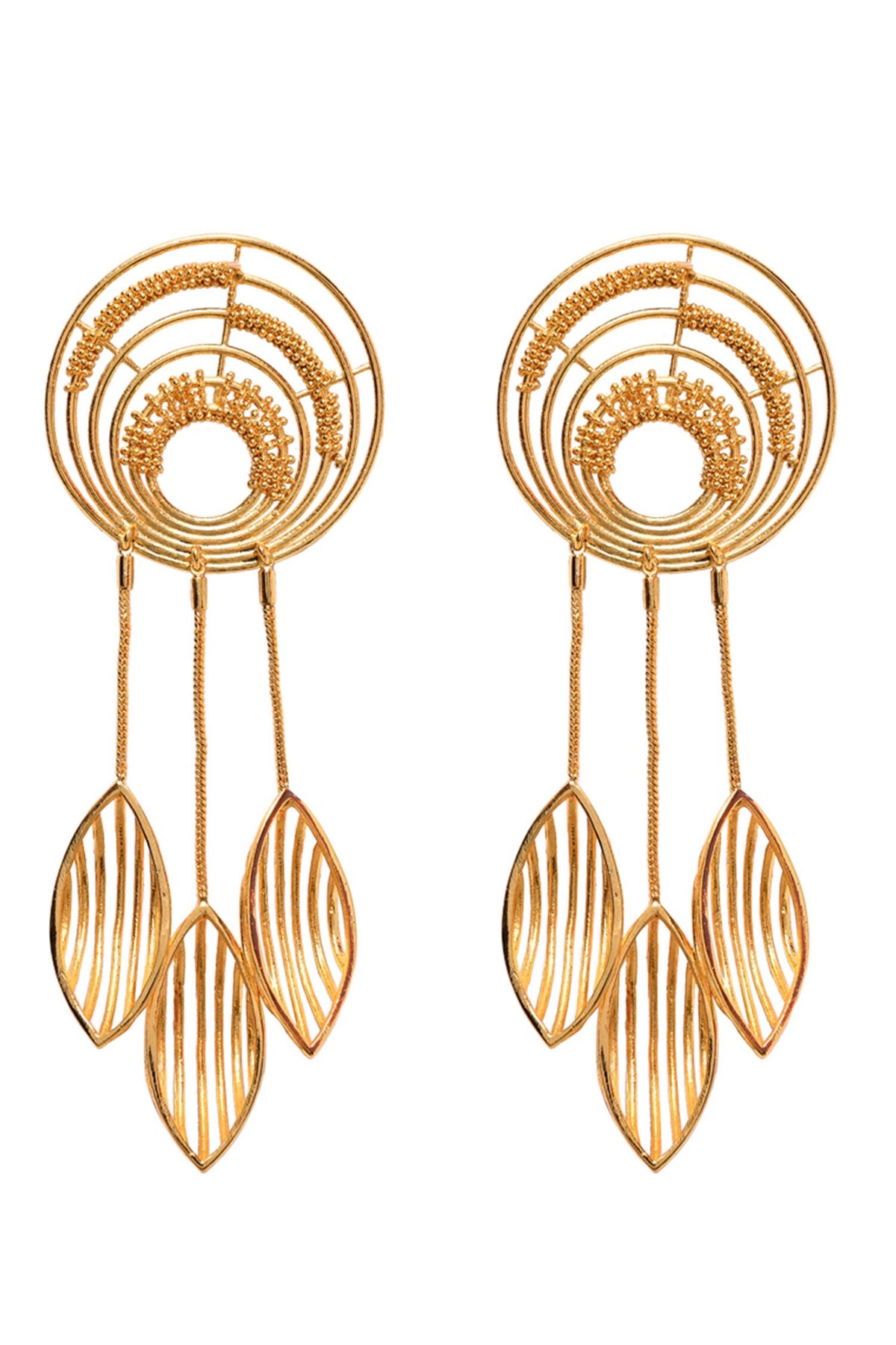 Geometric Carved Cutwork Danglers 