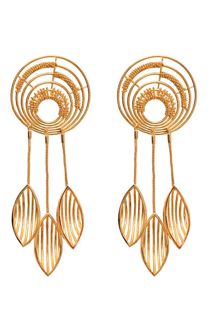 Geometric Carved Cutwork Danglers 