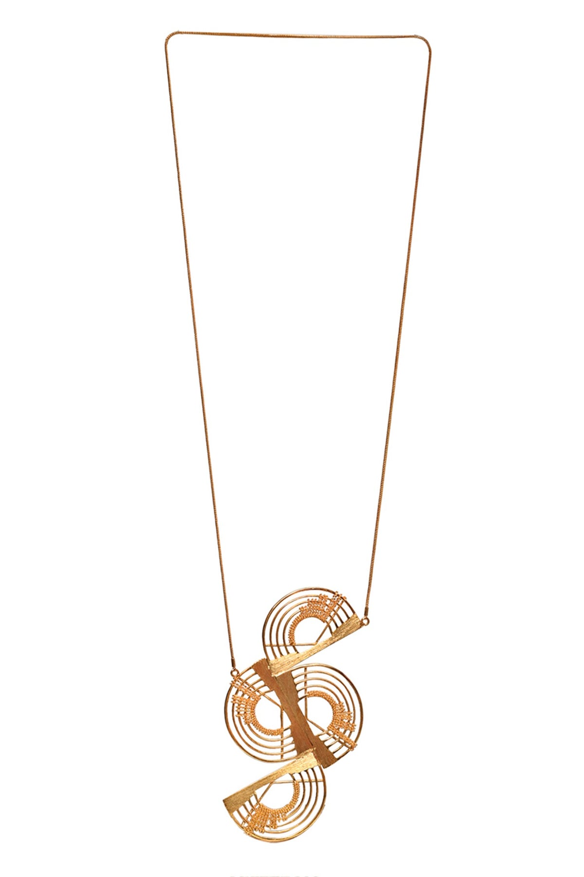 Spiral Crescent Long Pendant Necklace 