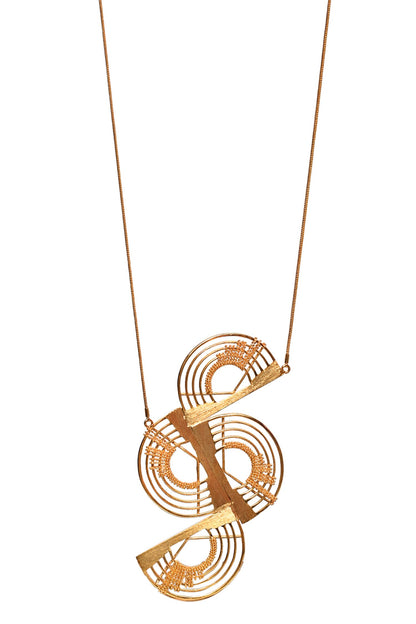 Spiral Crescent Long Pendant Necklace 