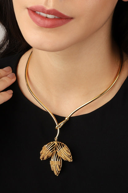 Glazing Leaf Flame Necklace 