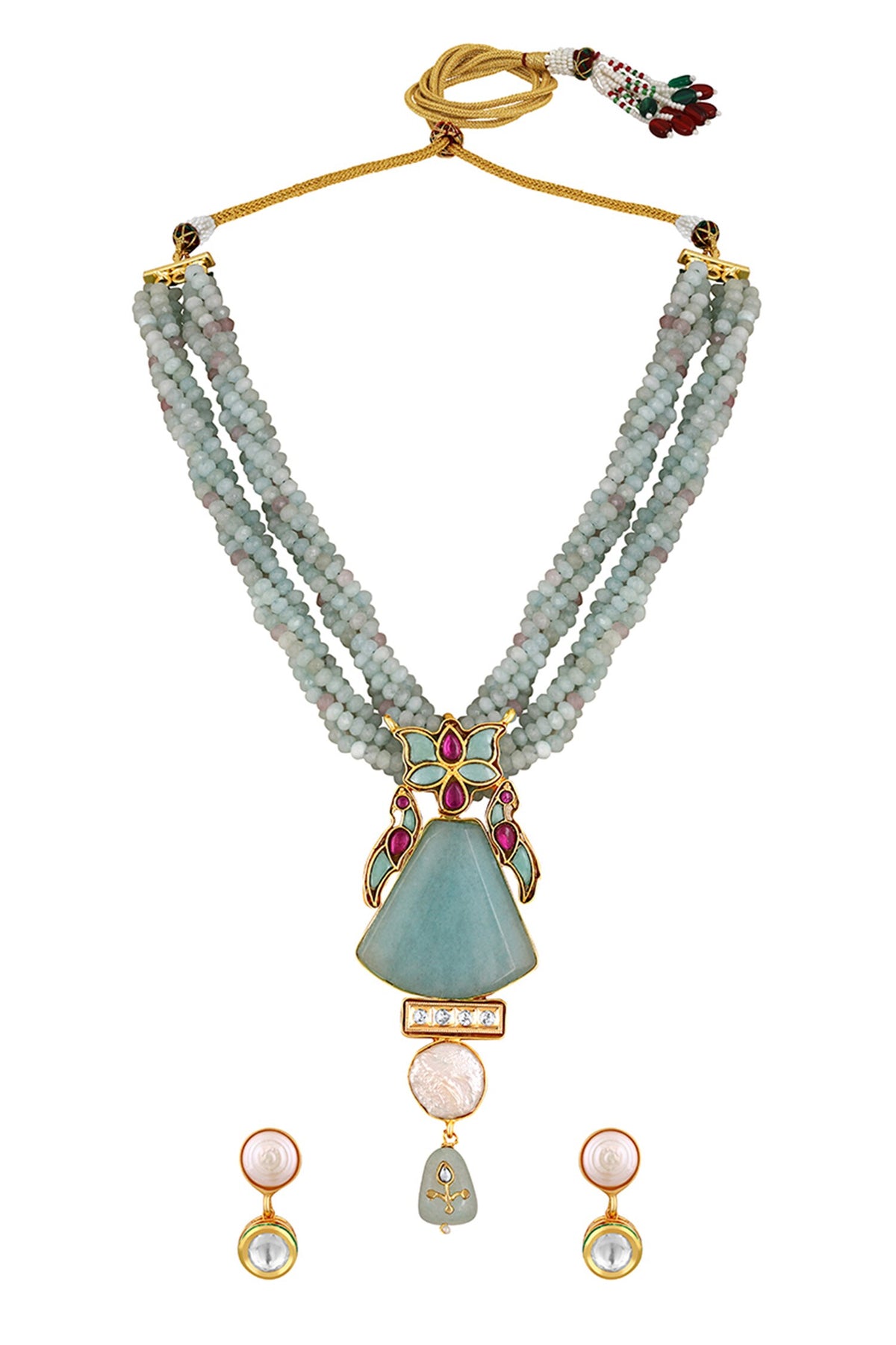 Kundan Polki Embellished Choker Necklace Set 
