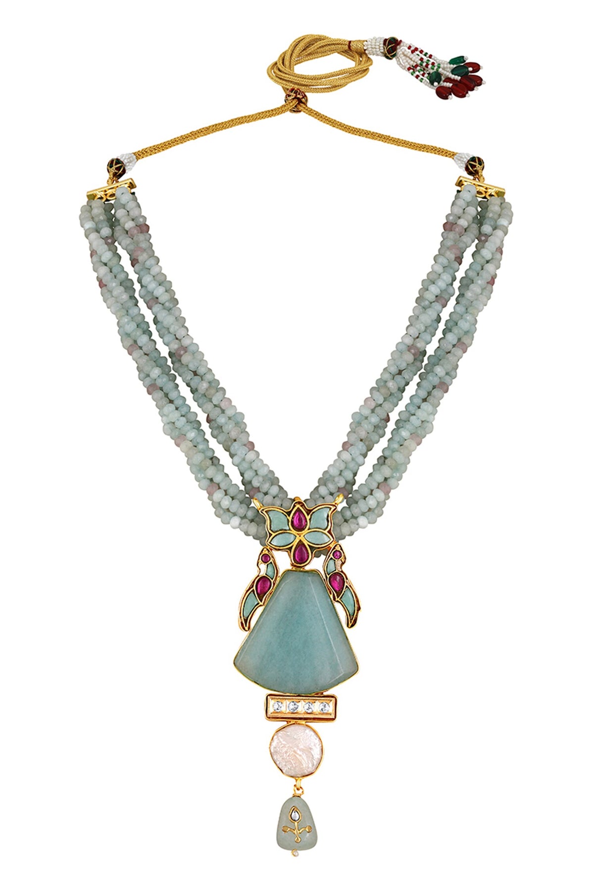 Kundan Polki Embellished Choker Necklace Set 