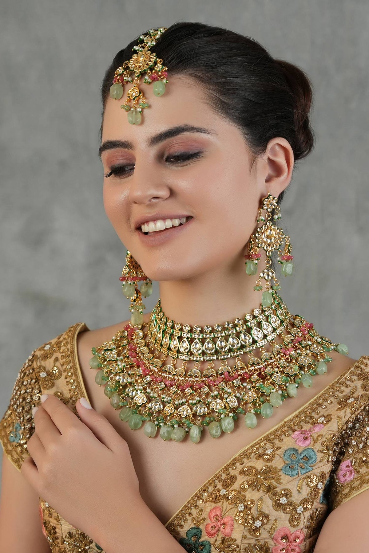 Phool Bahar Kundan & Polki Studded Maharani Jewellery Set 
