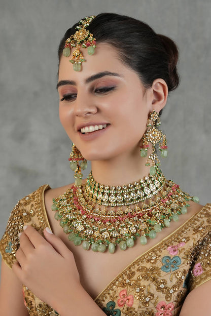 Phool Bahar Kundan & Polki Studded Maharani Jewellery Set 