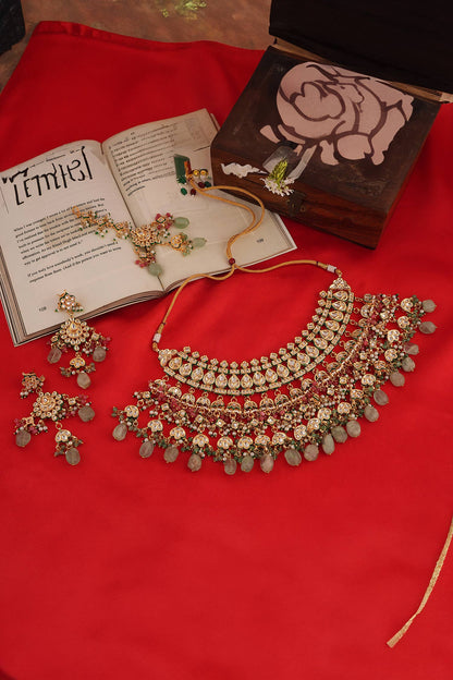 Phool Bahar Kundan & Polki Studded Maharani Jewellery Set 