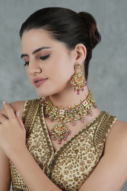 Padma Kundan & Polki Studded Jewellery Set 
