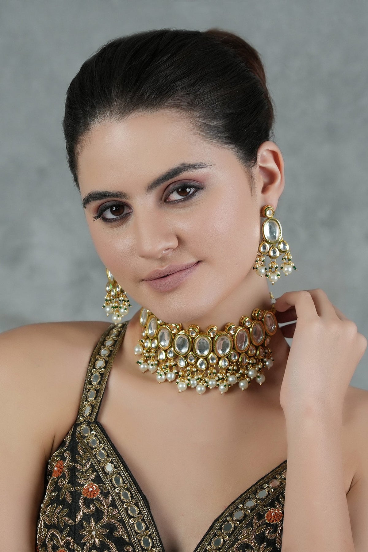 Globule Kundan & Polki Studded Jewellery Set 