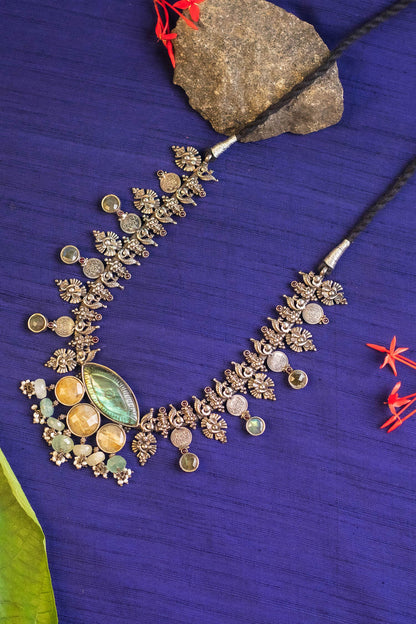 Labradorite Embellished Temple Necklace 