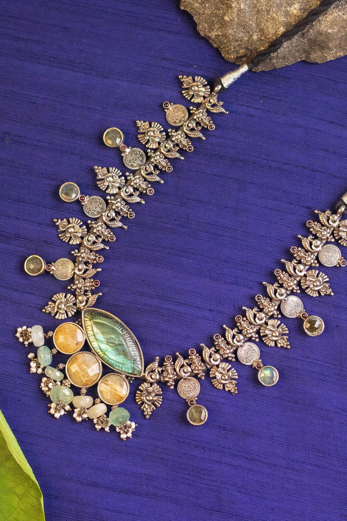 Labradorite Embellished Temple Necklace 