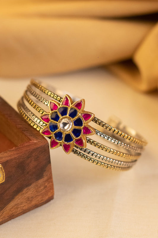 Kundan Embellished Floral Cuff 