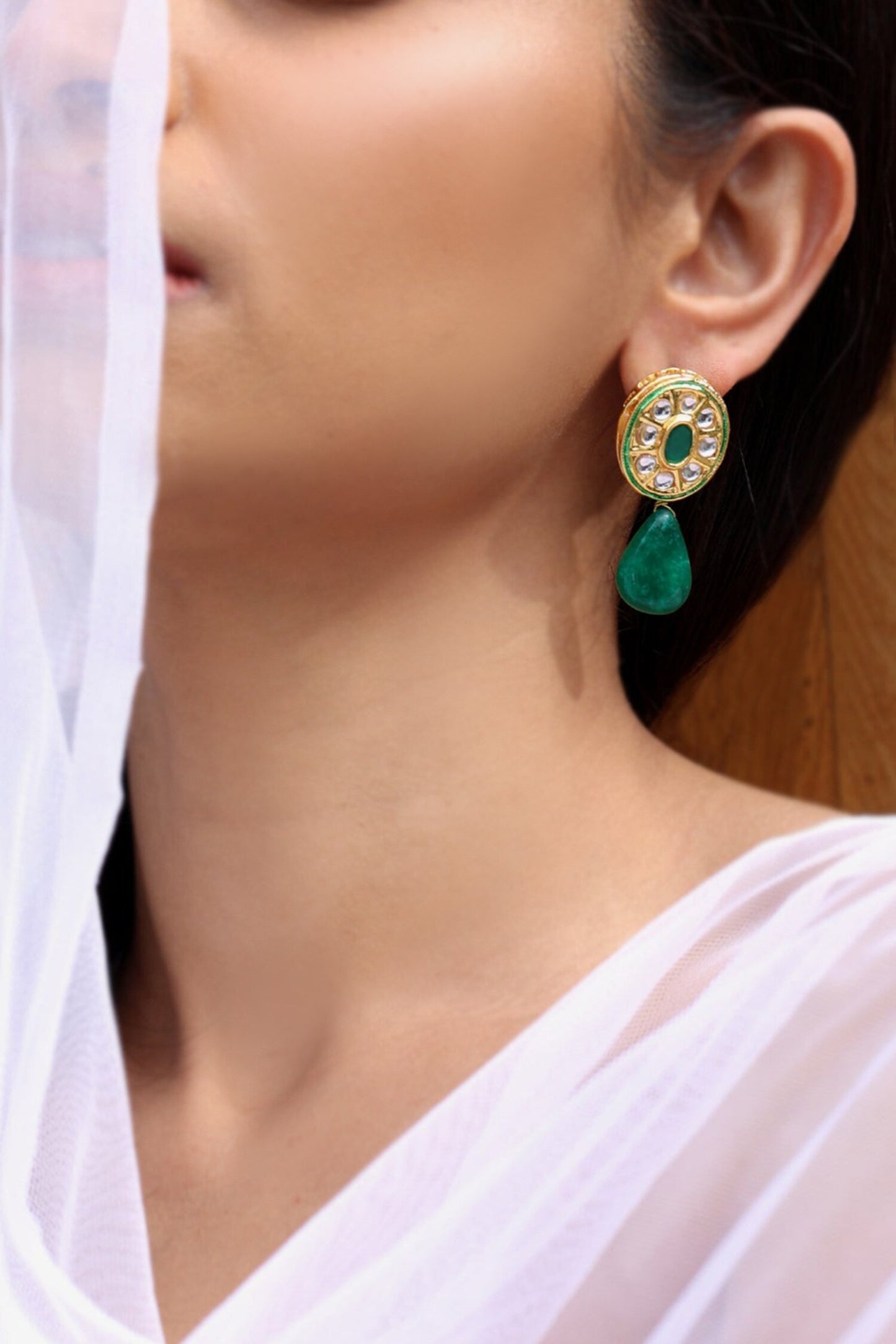 Kundan Embellished Drop Earrings 