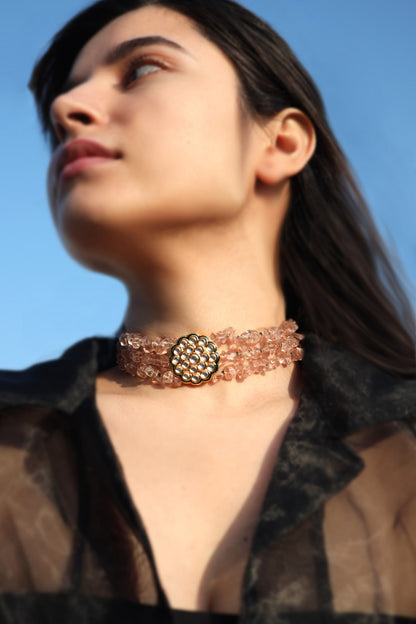 Kundan Floral Brooch Choker 