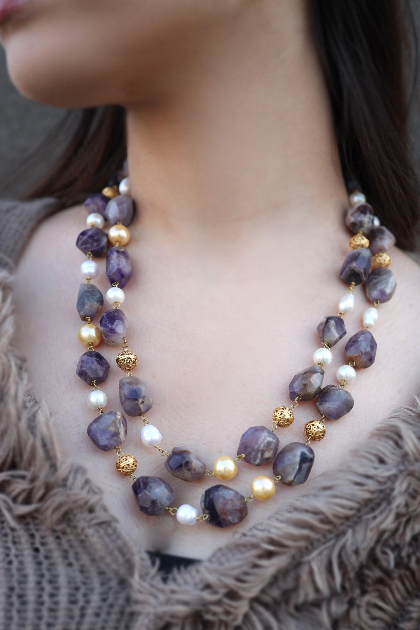 Stone Embellished Layered Necklace 